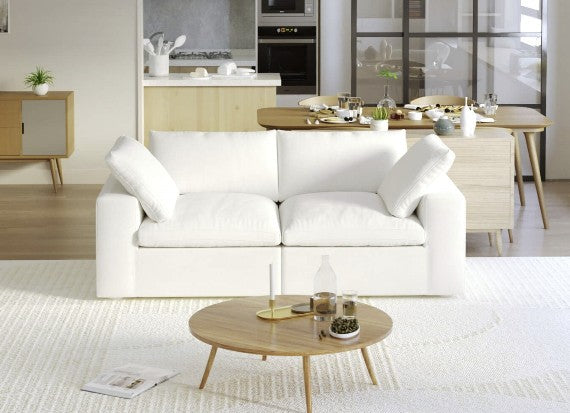Sky Air White Soft Linen 82" Feather Cloud 2 PC Sofa