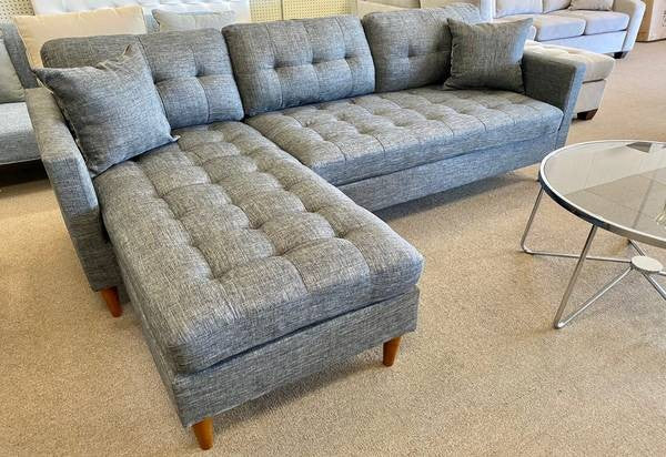 Blue Grey Linen Sectional Sofa