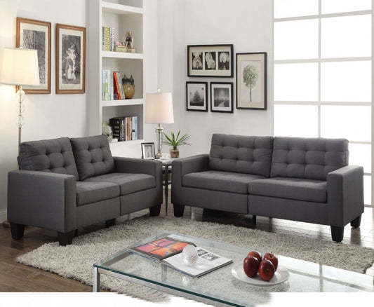 NewFeld Grey Linen Sofa and Love Seat Set