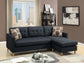 Buck Black Linen Reversible Compact Sectional Sofa