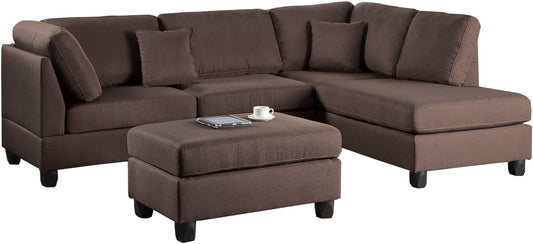 Darvin Brown Linen Reversible Sectional Sofa