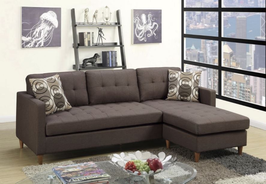 Worthy Brown Linen Compact Sectional Sofa