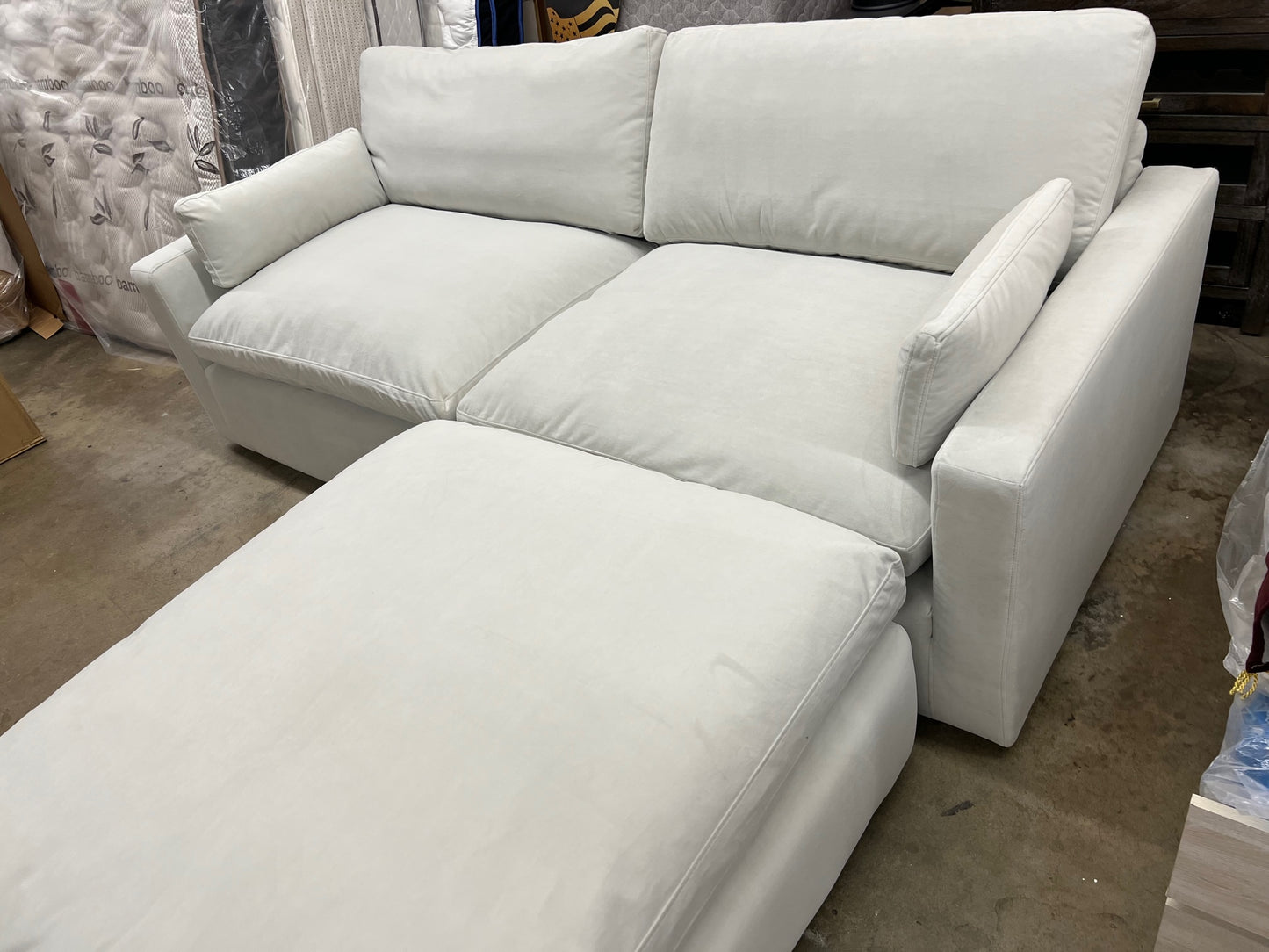 Divinity Ivory Velvet Feather Down Cloud Modular Sectional Sofa