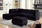 Black Upholstered Fabric Sectional Sofa