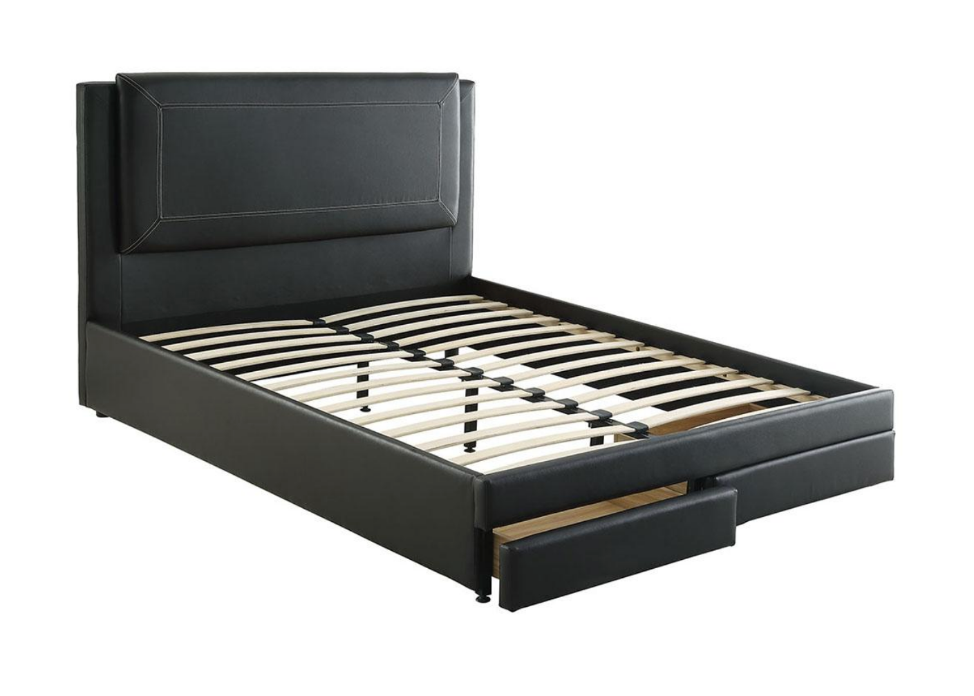 Sedale Eastern King Black Leather Bed Frame with Storage