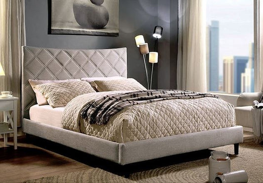 Marco de cama Queen Anne de lino beige
