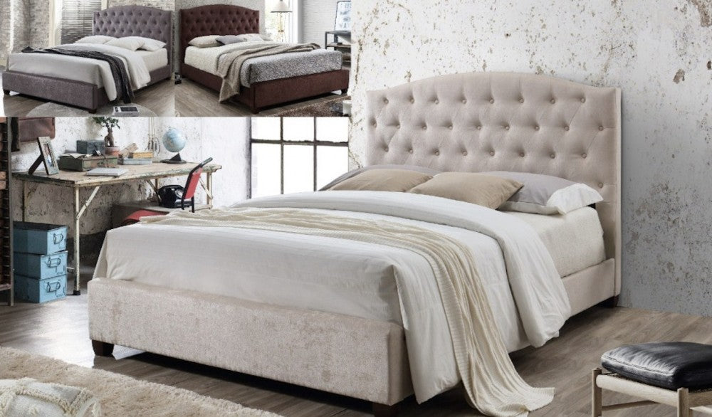 Luxury Chenille Queen Bed Frame