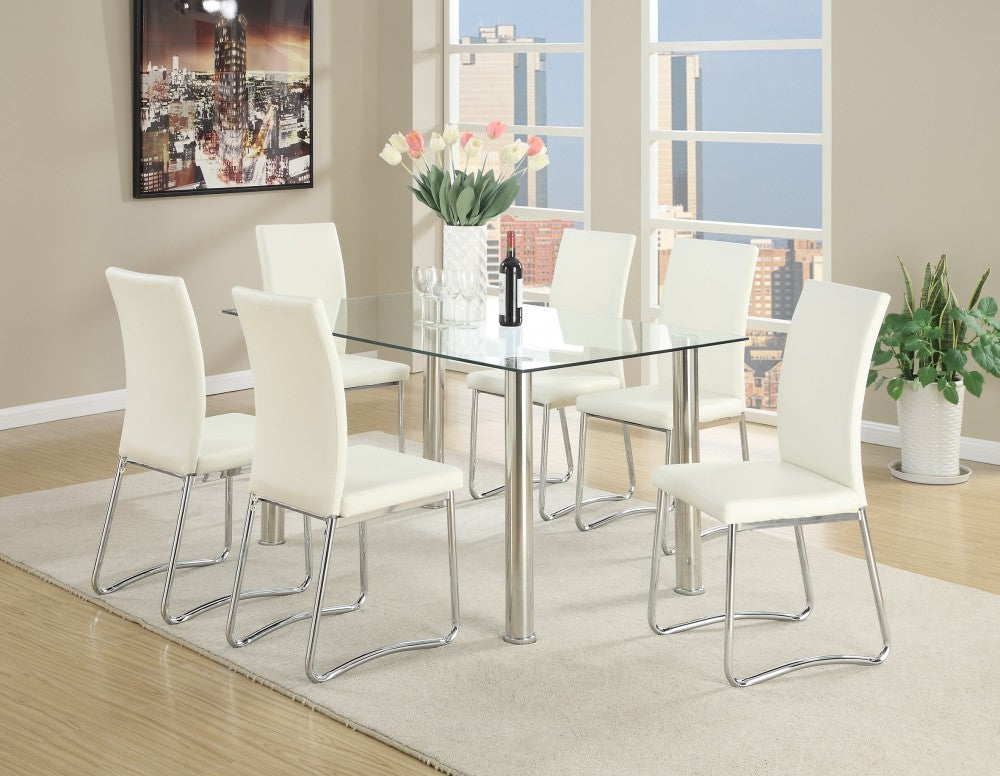 Glass and Stainless Steel 7pc Dinning Set