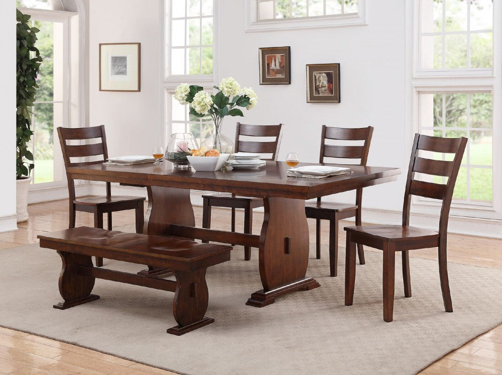Erin 6Pcs Dining Set Table + 4 chairs + Bench