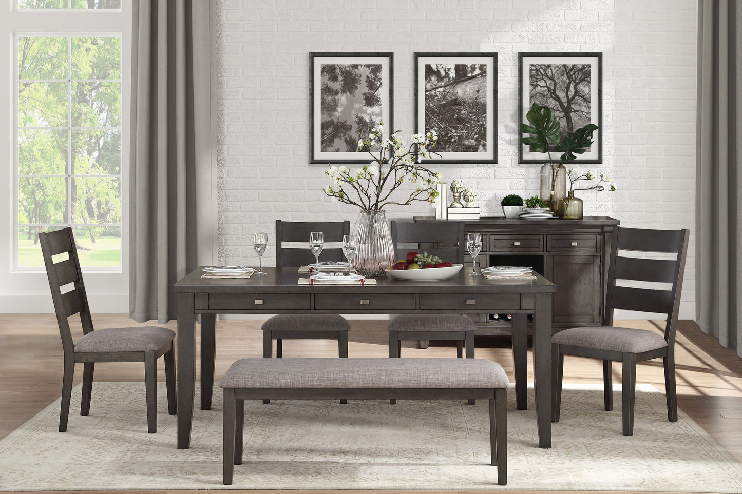 Santa Fe 6 Piece Dining Room Table Set with Bench