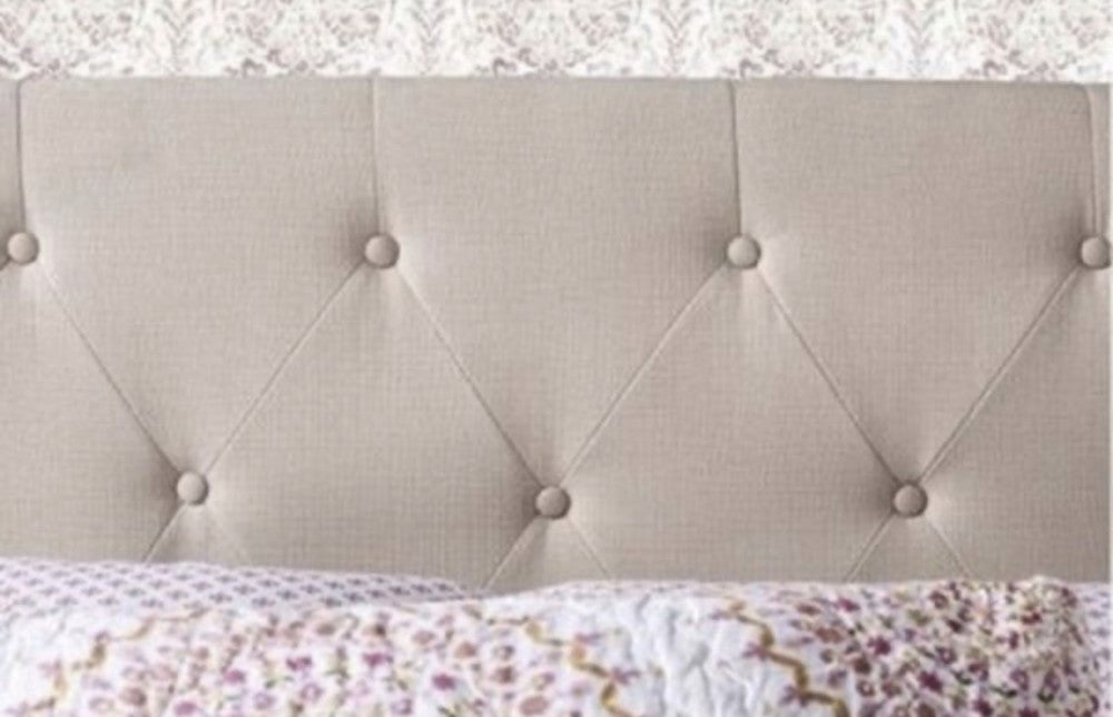 Beige Linen Queen Bed Frame