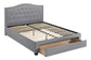 Lantz Queen Grey Fabric Bed Frame with Storage Drawer