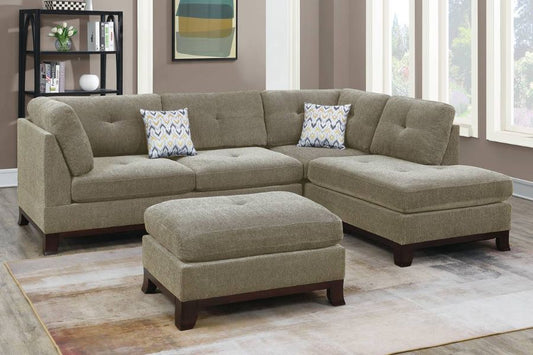 Medium Beige Monk Sectional Sofa