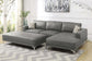 Hearn Grey Leather Modern Sectional Sofa