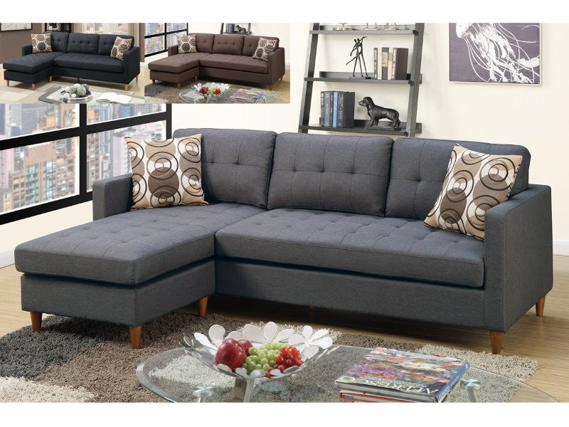 Blue Grey Linen Sectional Sofa