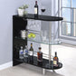 Mesa de bar rectangular Adolfo de 2 niveles para el hogar, color negro brillante