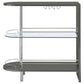 Mesa de bar rectangular Adolfo de 2 niveles para el hogar, gris, alto brillo