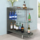 Mesa de bar rectangular Adolfo de 2 niveles para el hogar, gris, alto brillo