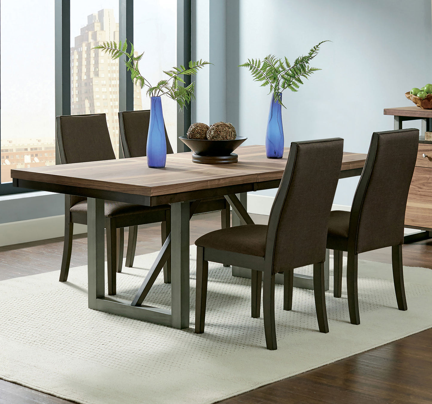 Spring Creek 5-piece Dining Room Set Natural Walnut and Chocolate Brown