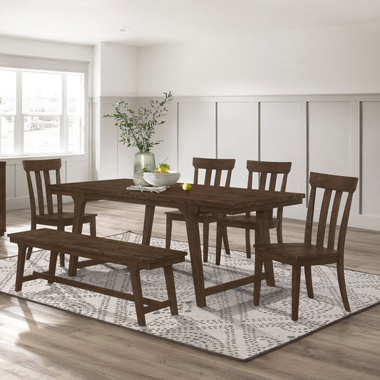 Reynolds 6-piece Rectangular Dining Table Set Brown Oak