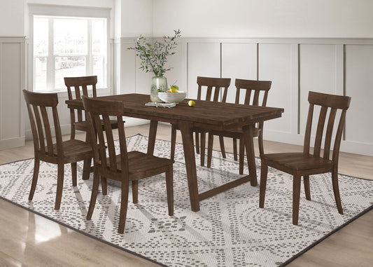 Reynolds 7-piece Rectangular Dining Table Set Brown Oak