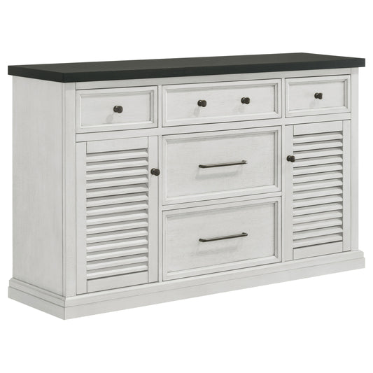 Aventine 5-drawer Dining Sideboard Buffet Cabinet with Cabinet Charcoal and Vintage Chalk