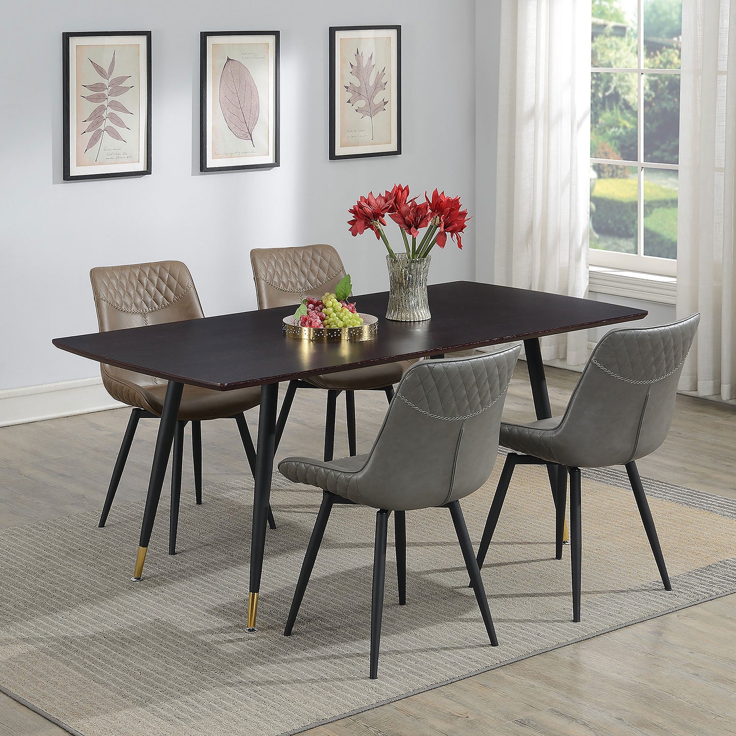 Silla de comedor giratoria tapizada Brassie, color gris (juego de 2)