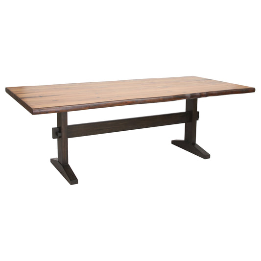 Bexley Live Edge Trestle Dining Table Natural Honey and Espresso