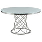 Irene Round Glass Top Dining Table White and Chrome