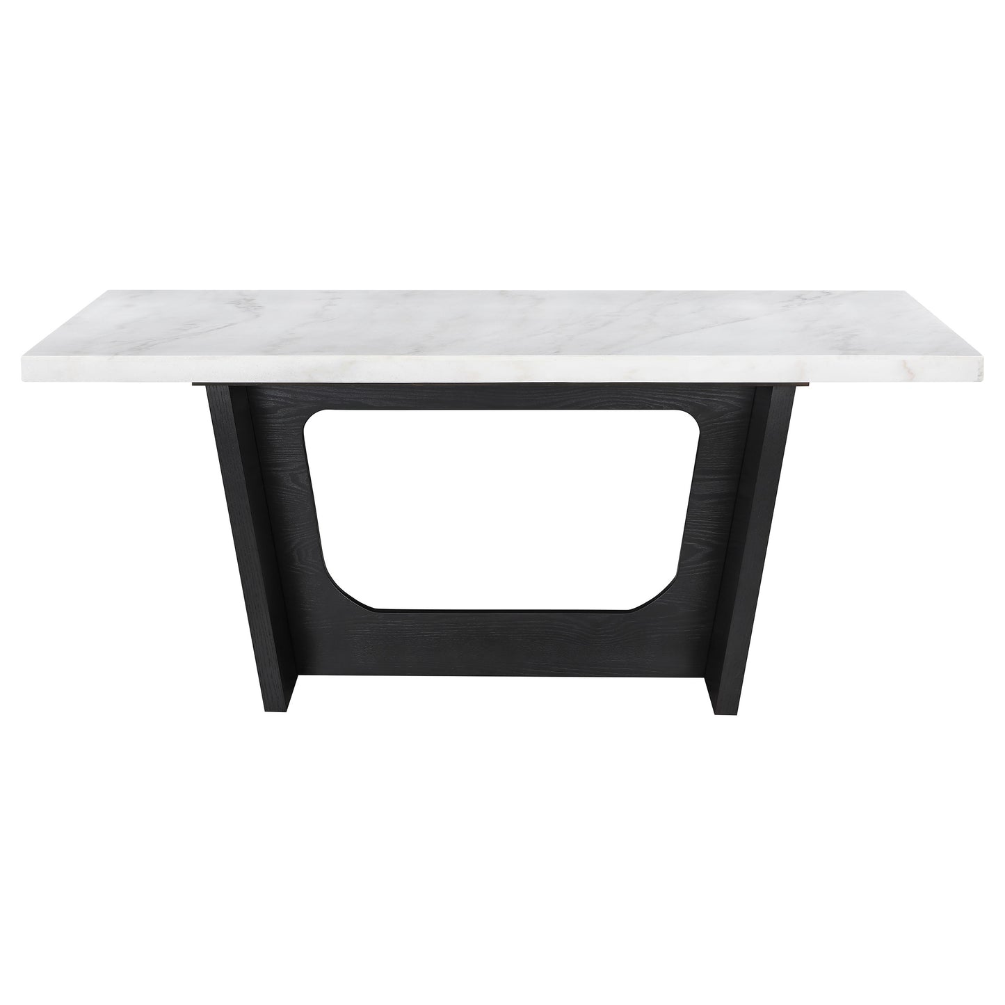 Sherry Trestle Base Marble Top Dining Table Espresso and White