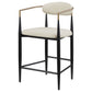 Tina Metal Counter Height Bar Stool with Upholstered Back and Seat Beige (Set of 2)