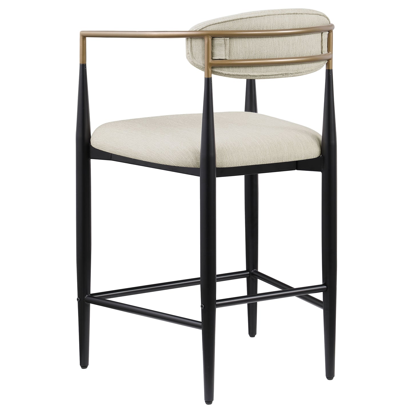 Tina Metal Counter Height Bar Stool with Upholstered Back and Seat Beige (Set of 2)
