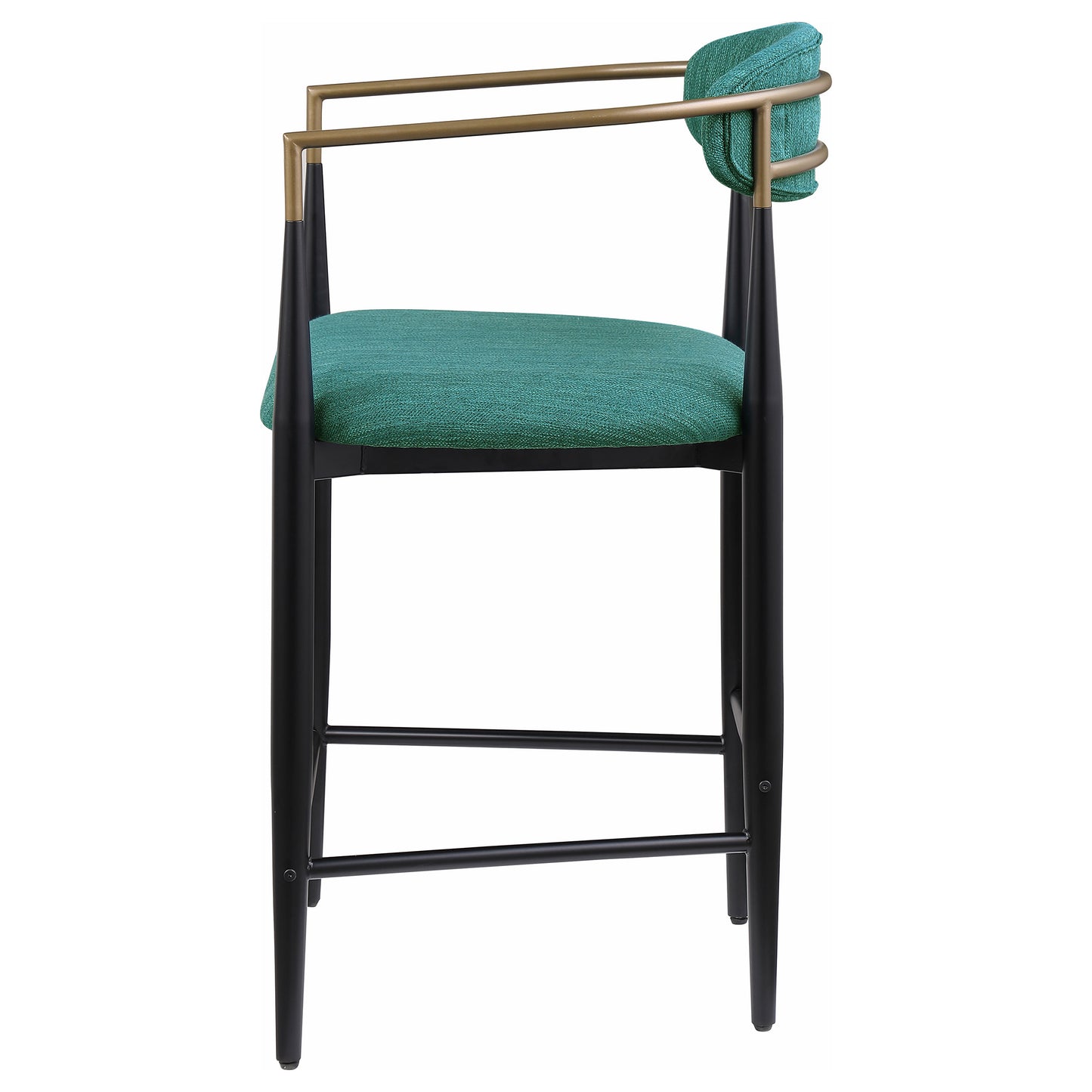 Silla de mostrador tapizada en tela Tina, color verde (juego de 2)