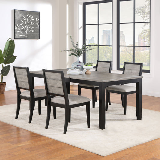 Elodie 5-piece Dining Table Set with Extension Leaf Grey and Black
