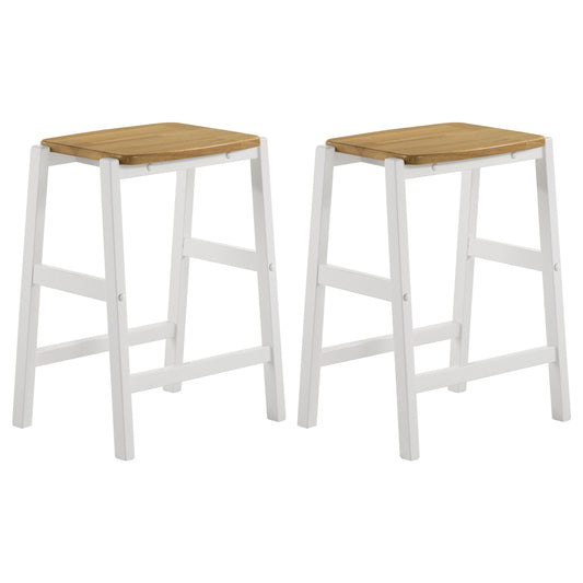 Edgeworth Wood Counter Height Backless Bar Stool Brown and White (Set of 2)