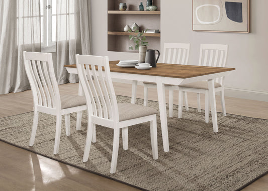 Nogales 5-piece Rectangular Dining Table Set Natural Acacia and Off White