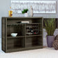 Gabinete para vinos Joe de 5 estantes de madera compuesta para bar en casa, roble envejecido