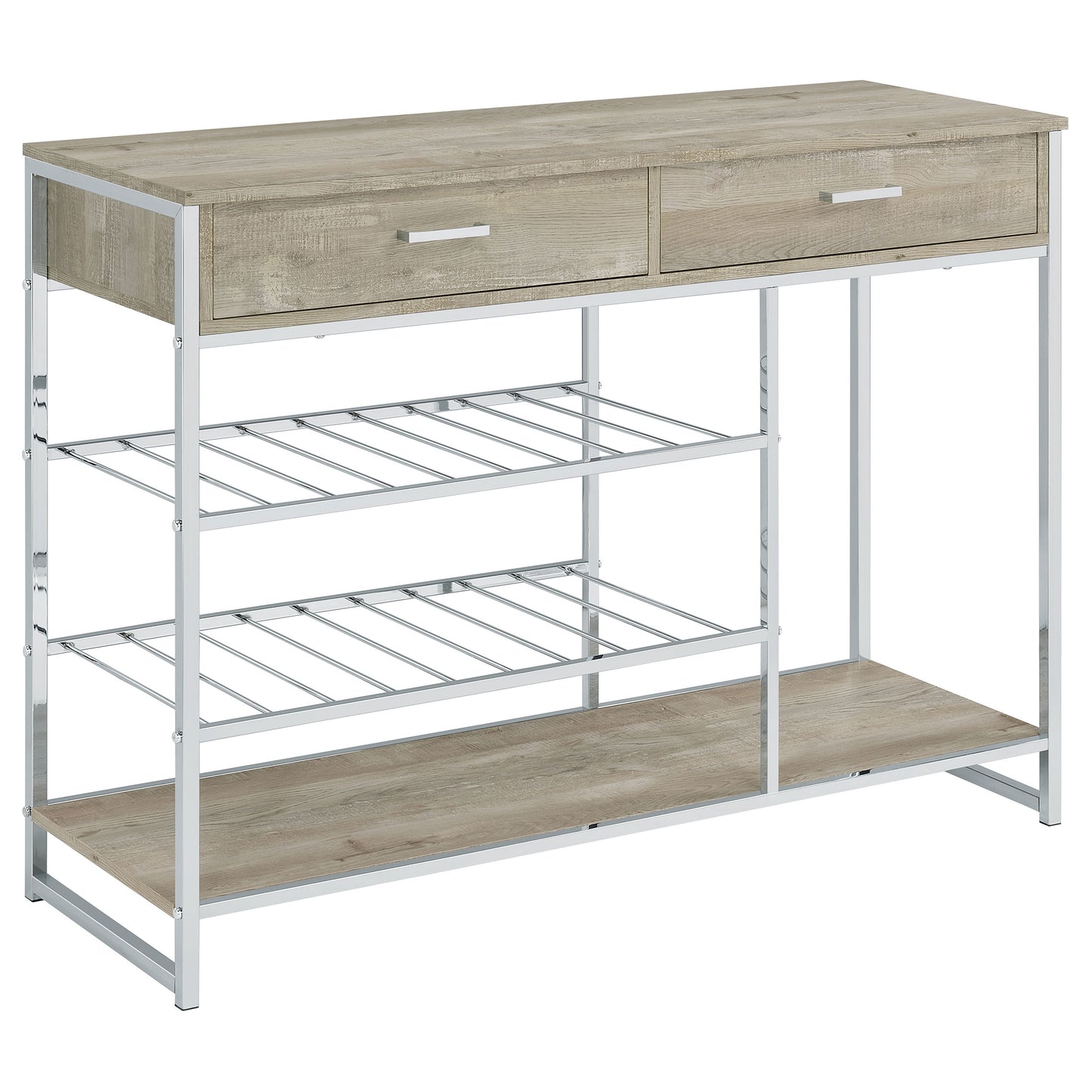 Melrose - Mueble de bar con 2 cajones y botellero para vinos, color gris
