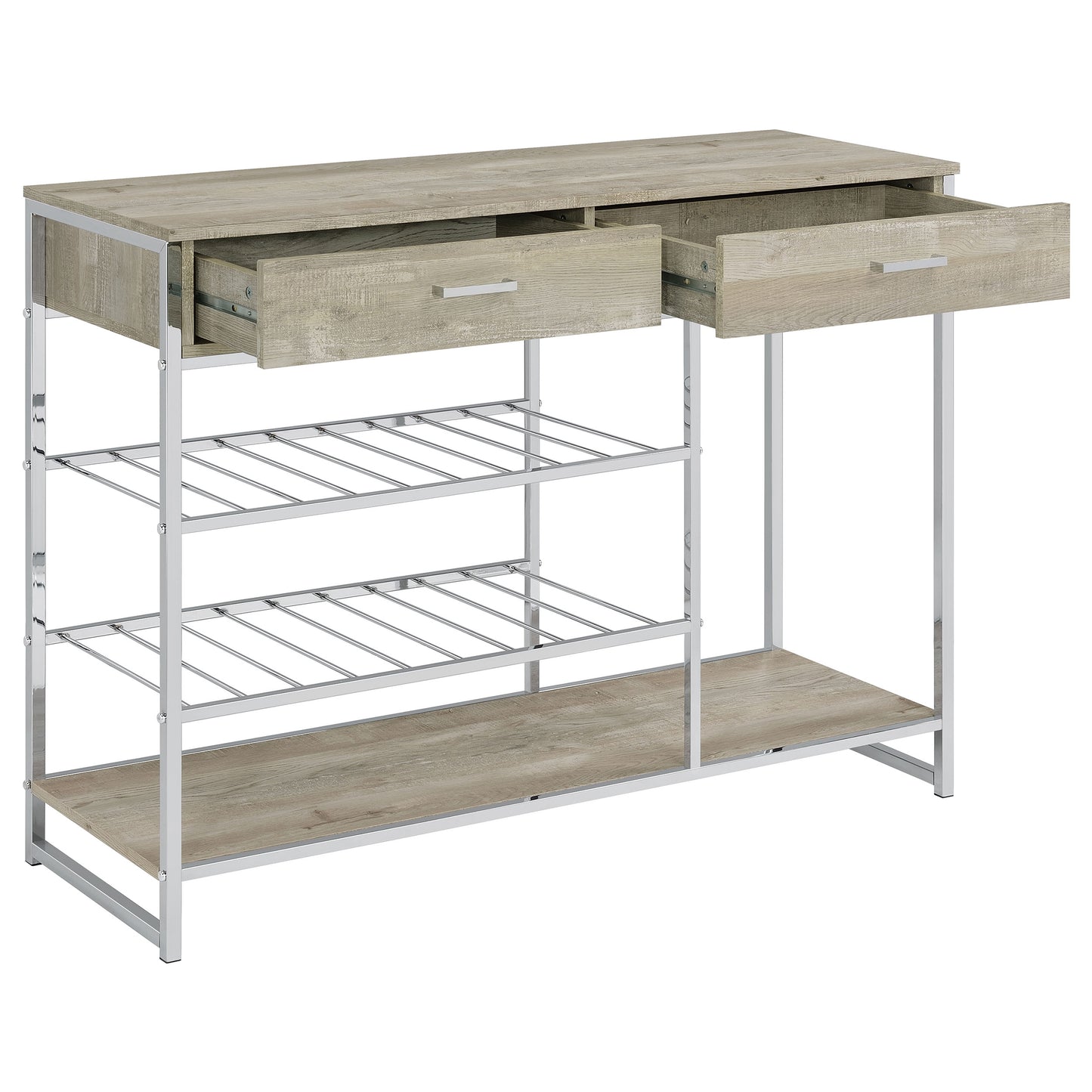 Melrose - Mueble de bar con 2 cajones y botellero para vinos, color gris