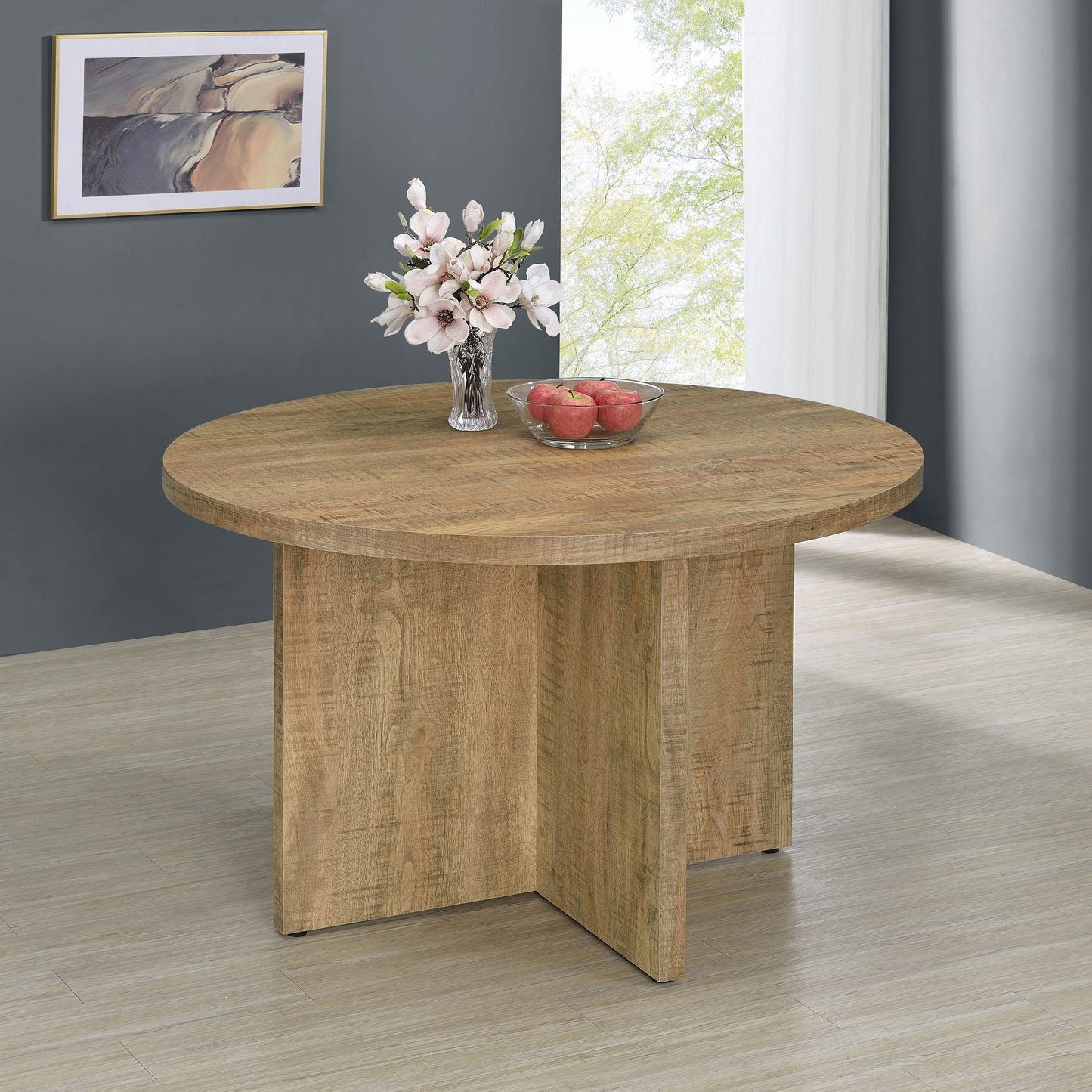 Mesa de comedor redonda Jamestown de madera compuesta de 47 pulgadas, mango