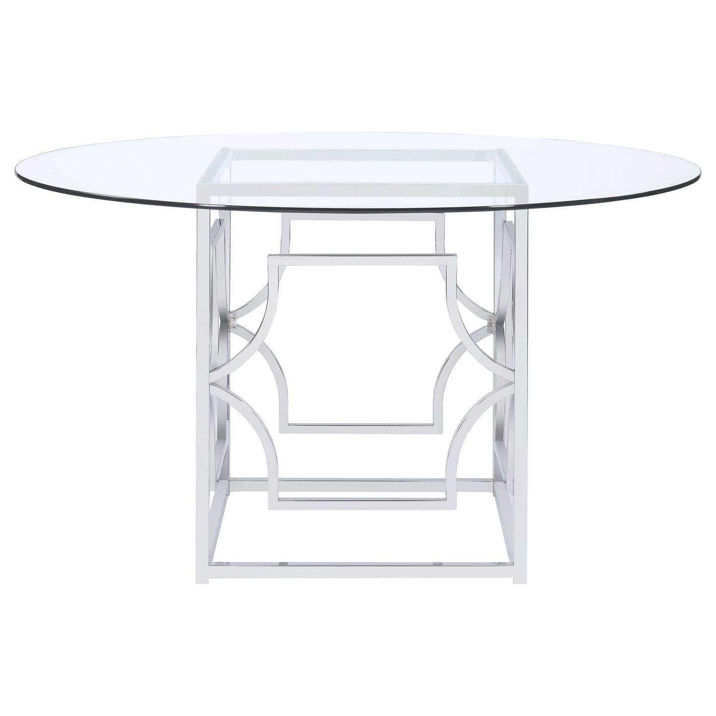 Starlight Round Glass Top Dining Table Clear and Chrome
