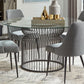 Granvia Round Glass Top Dining Table Clear and Gunmetal