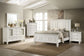 Juego de dormitorio Sandy Beach de 5 piezas tamaño Queen en color crema y blanco