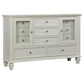 Juego de dormitorio Sandy Beach de 5 piezas tamaño Queen en color crema y blanco