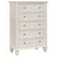 Juego de dormitorio Sandy Beach de 5 piezas tamaño Queen en color crema y blanco