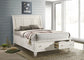 Cama Queen con paneles de almacenamiento Sandy Beach Wood en color crema y blanco