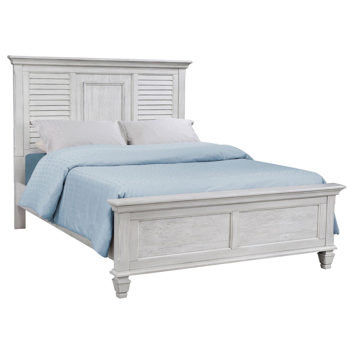 Franco Wood Eastern King Panel Bed Distressed White