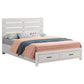 Cama Queen Brantford Wood con paneles de almacenaje, color blanco costero
