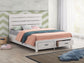 Cama Queen Brantford Wood con paneles de almacenaje, color blanco costero