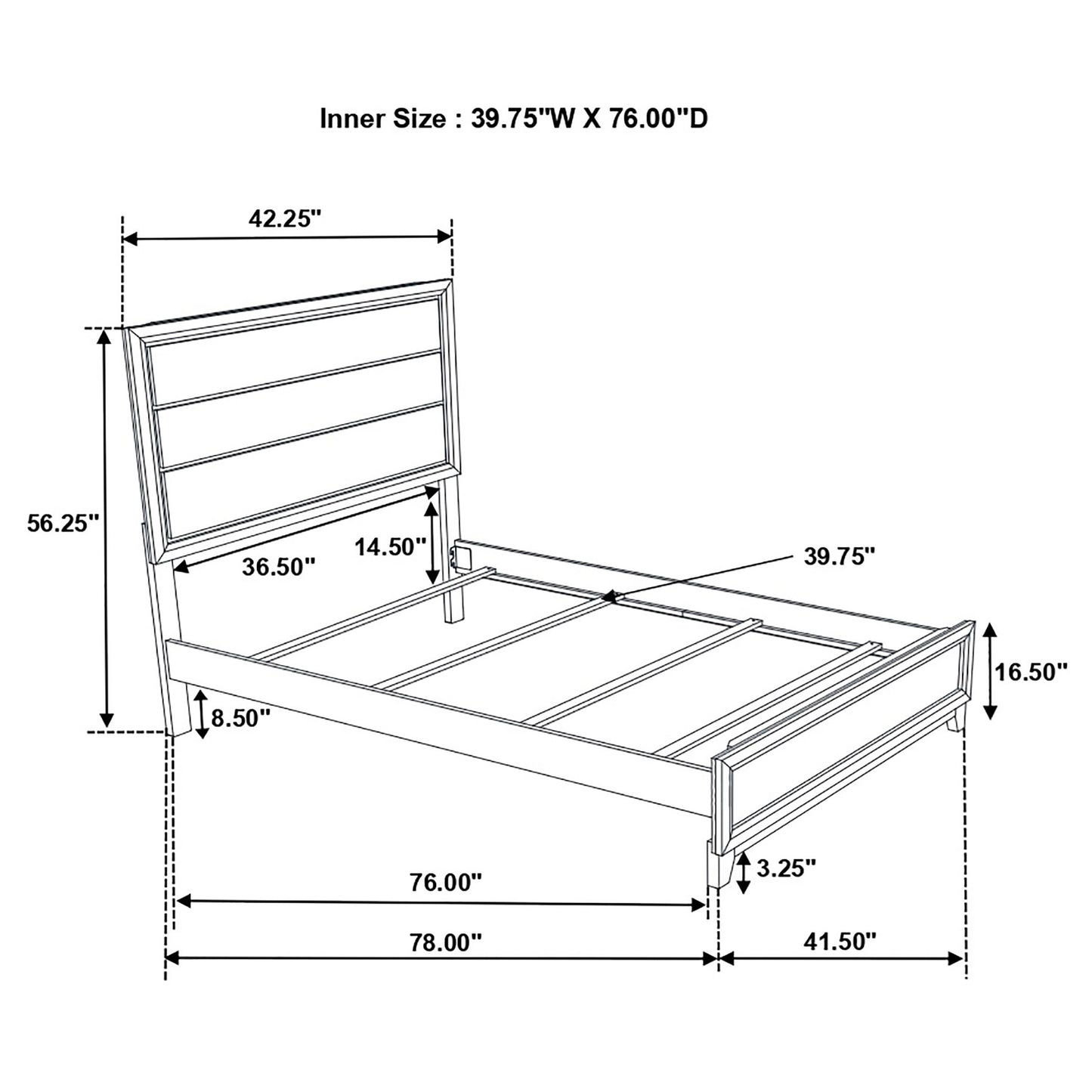 Watson Wood Twin Panel Bed Grey Oak